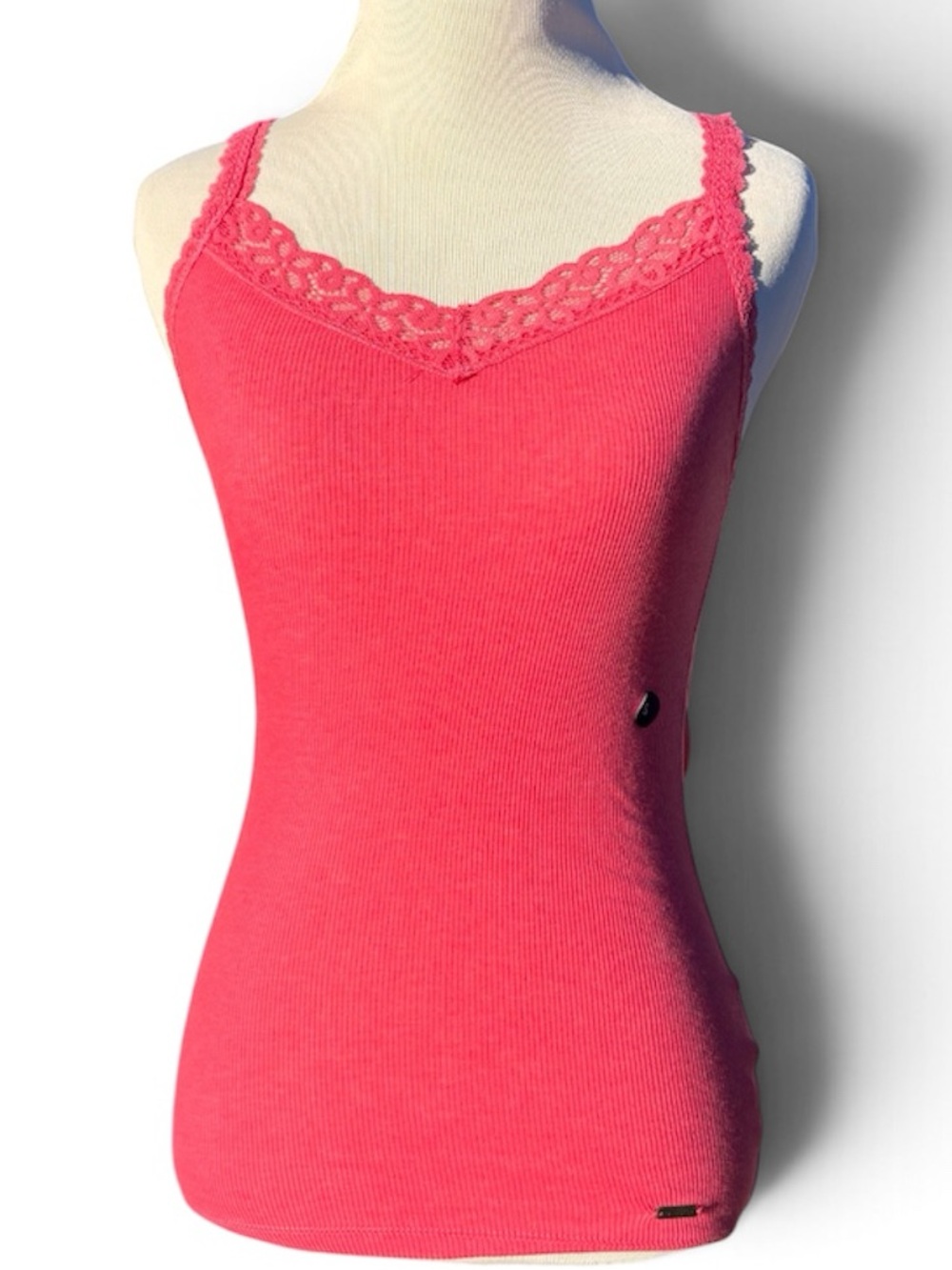 Hollister Coral Pink Lace-Trim Camisole
